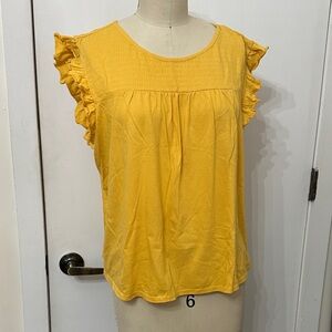 W5 Bright Yellow Ruffle Cap Sleeve Top